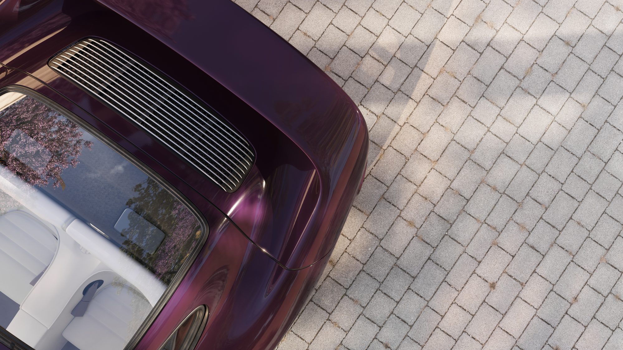 Détail de la grille moteur et du becquet de la Porsche 959 — rendu CGI